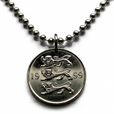 1999 Estonia 20 Senti coin pendant Estonian 3 blue lions Eesti Tallinn Baltic Nordic Finnic Uralic Toompea Hill Jaaniõhtu n001628