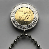 Mexico 2 Pesos coin pendant necklace jewelry Mexican eagle Ecatepec Guadalajara Puebla Juárez Tijuana León Monterrey Acapulco Yucatán Cancún Cuernavaca Oaxaca Jalisco Morelia Toluca Pachuca Chiapas n001126