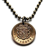 1947 Luxembourg Letzeburg 25 Centimes coin pendant necklace jewelry Luxembourgish lion Esch-sur-Alzette Differdange Dudelange Wormeldange Grund Diekirch Schengen Pétange Rumelange Redange Bourscheid n000651