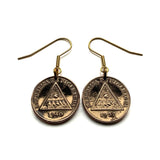 Nicaragua 1 Centavo coin earrings escudo piramide triangulo Nicaraguense pyramid gorro frigio Phrygian cap volcanoes Nicoyas Pinolero Managua León Masaya Matagalpa Tipitapa Chinandega Centro América Jinotega Granada Estelí e000597