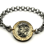 1998 Italy 1000 Lire coin bracelet lady Turrita mural crown Rome Florence Venice Milan Torino Palermo Napoli Genoa Verona Perugia Siena Padua Bologna Modena Tuscany Cagliari Pisa Bergamo Matera Bari Lecce San Gimignano Trieste Ferrara Sorrento b000080