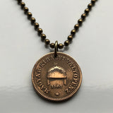 1908 Hungary Magyars 2 Filler coin pendant necklace jewelry Hungarian Holy Crown of Saint Stephen Szent Korona Budapest Debrecen Szeged Miskolc Pécs Győr Gellért Hill Nyíregyháza Jászság Fejér Hajdú-Bihar n000889