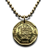 1996 Peru 10 Centimos coin pendant necklace escudo Peruano Lima Arequipa Trujillo Chiclayo Piura Huancayo Machu Picchu Cusco Incas Nazca Ica Chimbote Iquitos Tacna Tarata Puno Juliaca Cajamarca Chincha Huánuco Pucallpa Sullana Callao llama alpaca n001057