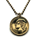 1957 France 10 Francs coin pendant French Marianne Paris Lyon Marseille Lille Nantes Nice Toulouse Bordeaux Rennes Reims Avignon Saint-Étienne Havre Carcassonne Mont Saint-Michel Montpellier n001474