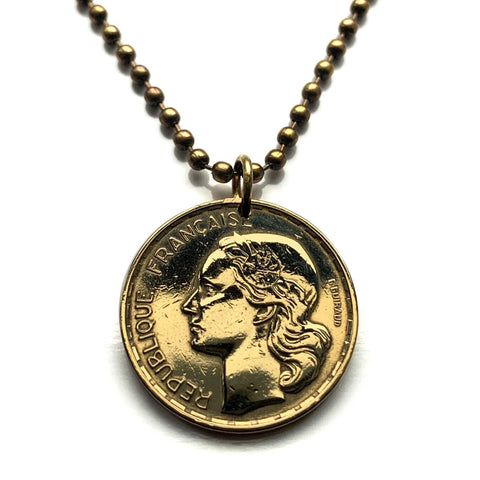1957 France 10 Francs coin pendant French Marianne Paris Lyon Marseille Lille Nantes Nice Toulouse Bordeaux Rennes Reims Avignon Saint-Étienne Havre Carcassonne Mont Saint-Michel Montpellier n001474