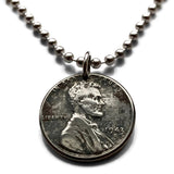 USA 1943 Steel Penny 1 Cent coin pendant necklace World War 2 era Allies Abraham Lincoln wheat steelie magnetic coin Americana Victory n001176