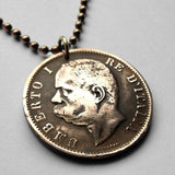 1893 Italy 10 Centesim coin pendant king Umberto I Roma Milan Venice Florence Napoli Palermo Bologna Verona Torino Pisa Capri Matera n002371