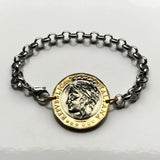 1998 Italy 1000 Lire coin bracelet lady Turrita mural crown Rome Florence Venice Milan Torino Palermo Napoli Genoa Verona Perugia Siena Padua Bologna Modena Tuscany Cagliari Pisa Bergamo Matera Bari Lecce San Gimignano Trieste Ferrara Sorrento b000080