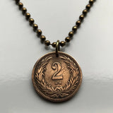 1908 Hungary Magyars 2 Filler coin pendant necklace jewelry Hungarian Holy Crown of Saint Stephen Szent Korona Budapest Debrecen Szeged Miskolc Pécs Győr Gellért Hill Nyíregyháza Jászság Fejér Hajdú-Bihar n000889
