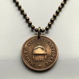 1908 Hungary Magyars 2 Filler coin pendant necklace jewelry Hungarian Holy Crown of Saint Stephen Szent Korona Budapest Debrecen Szeged Miskolc Pécs Győr Gellért Hill Nyíregyháza Jászság Fejér Hajdú-Bihar n000889