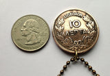 1870 Greece Hellas 10 Lepta coin pendant Greek King George I Athens Corfu Crete Larissa Patras Delphi Arcadia Peloponnese Halkidiki n001809