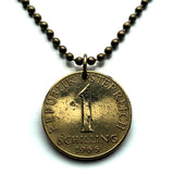 1966 Austria Österreich 1 Schilling coin pendant necklace jewelry Edelweiss flower Vienna Alpine plant daisy sunflower Salzburg Graz Linz Innsbruck Klagenfurt Villach Tyrol Styria Carinthia Sankt Pölten Wels n000443