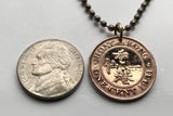 1934 British Hong Kong China 1 Cent coin pendant necklace jewelry Hongkonger Pearl of the Orient Sham Shui Po Yau Tsim Mong Kwai Tsing Tai Po Sha Tin n000402