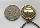 1922 France 1 Franc French coin pendant necklace Mercury god of commerce nude statue Paris Lyon Marseille Lille Toulouse Bordeaux Nantes Strasbourg Montpellier Rennes Reims Avignon Le Havre Saint-Étienne Versailles Carcassonne Mont-Saint-Michel n000294