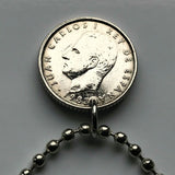 1984 Spain España 10 Pesetas coin pendant necklace jewelry Escudo Español Spanish crown Madrid Barcelona Sevilla Valencia Granada Zaragoza Toledo Cadiz Córdoba Castile Leon Aragon Navarre Andalusia Catalan Bilbao Coruña Salamanca n001634