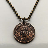 Canada 1 Cent coin pendant necklace fashion jewelry Canadian maple leaves Ottawa Montreal Quebec Toronto Ontario Vancouver Calgary British Columbia Alberta Nova Scotia New Brunswick Manitoba Nunavut Victoria n000428