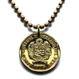 1996 Peru 10 Centimos coin pendant necklace escudo Peruano Lima Arequipa Trujillo Chiclayo Piura Huancayo Machu Picchu Cusco Incas Nazca Ica Chimbote Iquitos Tacna Tarata Puno Juliaca Cajamarca Chincha Huánuco Pucallpa Sullana Callao llama alpaca n001057