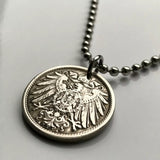 Germany Deutschland 10 Pfennig coin pendant necklace jewelry black German eagle Berlin Hamburg Munich Cologne Frankfurt Stuttgart Düsseldorf Bavaria Leipzig Dortmund Essen Bremen Dresden Hanover Rothenburg Essen Bonn n000315