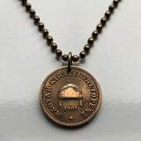 1908 Hungary Magyars 2 Filler coin pendant necklace jewelry Hungarian Holy Crown of Saint Stephen Szent Korona Budapest Debrecen Szeged Miskolc Pécs Győr Gellért Hill Nyíregyháza Jászság Fejér Hajdú-Bihar n000889