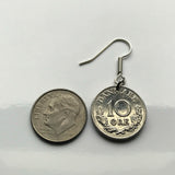 Denmark Danish 10 Ore coin earrings initial R Copenhagen Dane Nordic Zealand Funen Faroese Danmark Amalienborg Palace king e000107