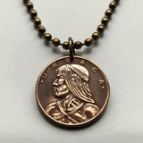 1962 Panama 1 Centavo Panamanian coin pendant necklace jewelry Urraca warrior Casco Viejo San Miguelito Las Cumbres La Chorrera Tocumen Pacora Arraiján David Vista Alegre Vasco Núñez de Balboa n000185