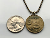 1995 Finland Suomi 5 Markkaa coin pendant necklace Finnish jewelry Lake Saimaa ringed seal Linnansaari & Kolovesi National Park endangered sea life n000414