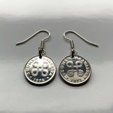 Finland Suomi 1 Penni coin earrings Finnish Saint Hannes cross hannunvaakuna Helsinki Looped square Finnic Uusimaa Pirkanmaa Jyväskylä valknute Saint John's Arms sankthanskors Apple command key e000262