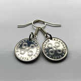 Finland Suomi 1 Penni coin earrings Finnish Saint Hannes cross hannunvaakuna Helsinki Looped square Finnic Uusimaa Pirkanmaa Jyväskylä valknute Saint John's Arms sankthanskors Apple command key e000262