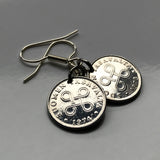 Finland Suomi 1 Penni coin earrings Finnish Saint Hannes cross hannunvaakuna Helsinki Looped square Finnic Uusimaa Pirkanmaa Jyväskylä valknute Saint John's Arms sankthanskors Apple command key e000262