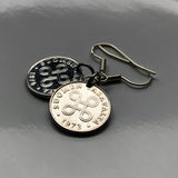 Finland Suomi 1 Penni coin earrings Finnish Saint Hannes cross hannunvaakuna Helsinki Looped square Finnic Uusimaa Pirkanmaa Jyväskylä valknute Saint John's Arms sankthanskors Apple command key e000262