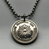 1924 Uruguay 2 Centesimos coin pendant necklace jewelry Sol de Mayo Montevideo Salto Artigas Charrúa Villa del Cerro Punta del Este Ciudad de la Costa Paysandú Las Piedras Casabó Rioplatense Maldonado Melo n000985