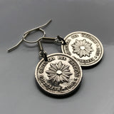 Uruguay 2 Centesimos coin earrings Sol de Mayo Montevideo Artigas Casabó Rioplatense Maldonado Melo Rocha Cocoliche Lunfardo e000259