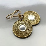USA NYC 1986-1989 New York City Subway transit token coin earrings Manhattan Brooklyn Bronx Queens E F R trains railroad transportation e000251