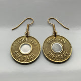 USA NYC 1986-1989 New York City Subway transit token coin earrings Manhattan Brooklyn Bronx Queens E F R trains railroad transportation e000251