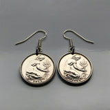 Germany Deutschland 50 Pfennig German coin earrings planting tree Berlin gardener Frankfurt Hamburg Stuttgart Cologne Düsseldorf Bavaria Bremen Dresden Hanover Nuremberg Leipzig Essen Hesse seedling e000064