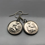 Germany Deutschland 50 Pfennig German coin earrings planting tree Berlin gardener Frankfurt Hamburg Stuttgart Cologne Düsseldorf Bavaria Bremen Dresden Hanover Nuremberg Leipzig Essen Hesse seedling e000064