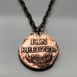 1816 Austria Kreuzer coin pendant Habsburg Austrian eagle Vienna Wien Wels Hofburg Carinthia Ischgl Burgenland Sankt Pölten Styria n001279