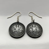 Austria Osterreich 10 Groschen coin earrings Austrian eagle Habsburg shield Vienna Salzburg Innsbruck Graz Linz Sankt Pölten Wels Sölden Ischgl Gmunden Vorarlberg Hallstatt Zell am e000258