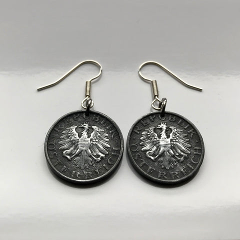Austria Osterreich 10 Groschen coin earrings Austrian eagle Habsburg shield Vienna Salzburg Innsbruck Graz Linz Sankt Pölten Wels Sölden Ischgl Gmunden Vorarlberg Hallstatt Zell am e000258
