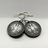Austria Osterreich 10 Groschen coin earrings Austrian eagle Habsburg shield Vienna Salzburg Innsbruck Graz Linz Sankt Pölten Wels Sölden Ischgl Gmunden Vorarlberg Hallstatt Zell am e000258