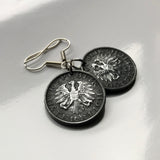 Austria Osterreich 10 Groschen coin earrings Austrian eagle Habsburg shield Vienna Salzburg Innsbruck Graz Linz Sankt Pölten Wels Sölden Ischgl Gmunden Vorarlberg Hallstatt Zell am e000258