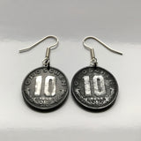Austria Osterreich 10 Groschen coin earrings Austrian eagle Habsburg shield Vienna Salzburg Innsbruck Graz Linz Sankt Pölten Wels Sölden Ischgl Gmunden Vorarlberg Hallstatt Zell am e000258