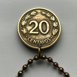 1944 Ecuador 20 Centavos coin pendant World War 2 era escudo Ecuatoriano Quito Cuenca Ibarra Los Ríos Azuay Tungurahua Cotopaxi Imbabura Sucumbíos n001211