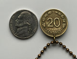 1944 Ecuador 20 Centavos coin pendant World War 2 era escudo Ecuatoriano Quito Cuenca Ibarra Los Ríos Azuay Tungurahua Cotopaxi Imbabura Sucumbíos n001211