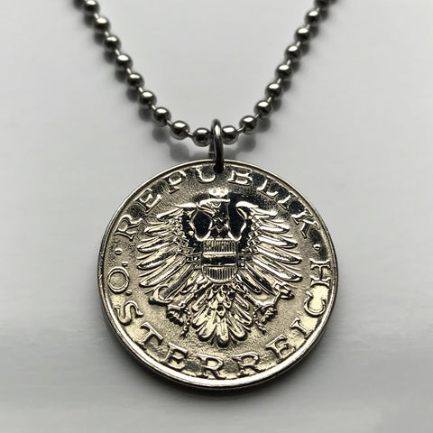 1974 Austria 10 Schilling coin pendant Austrian eagle Vienna Sankt Pölten Wels Sölden Ischgl Gmunden Vorarlberg Zell am See n000288