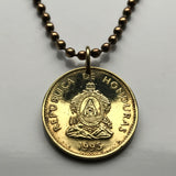 1994 Honduras 5 Centavos coin pendant pirámide Lempira Lenca masonic eye Tegucigalpa Choluteca Yoro Olancho El Paraíso Atlántida Copán La Ceiba San Pedro Sula Choloma El Progreso Comayagua n002368