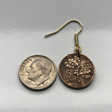 1960's Turkey 5 Kurus coin earrings crescent moon star Istanbul Levent Mardin Antalya Canakkale Troy Trabzon Anatolia Göreme Urfa e000265