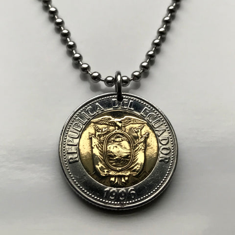 1996 Ecuador 1000 Sucres coin pendant necklace jewelry escudo Ecuatoriano Quito Cuenca Ibarra Los Ríos Azuay Tungurahua Cotopaxi Imbabura Sucumbíos n001601