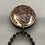 1909 Belgium 2 Centimes coin pendant necklace Belgian lion Brussels Antwerp Bruges Ghent Liège Mons Flanders Flemish Hasselt Kortrijk Ostend Ypres Dinant Ardennes n003230