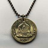 1976 Honduras 10 Ct coin pendant pirámide Lempira Lenca masonic eye Catracho Tegucigalpa Choluteca Yoro Olancho El Paraíso Atlántida Copán Honduran La Ceiba San Pedro Sula Choloma El Progreso Comayagua Cortés Francisco Morazán Juticalpa Yuscarán n001993